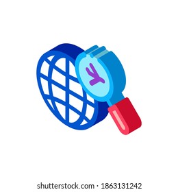world airplane search icon vector. isometric world airplane search sign. color isolated symbol illustration