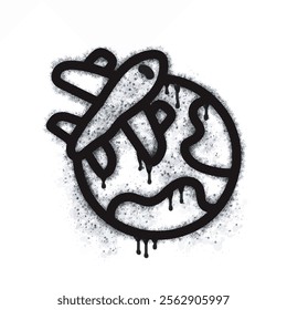 World airplane spray icon isolated on white background. World airplane graffiti icon sprayed in black on white background. Vector illustration.
