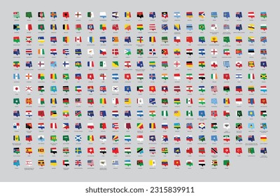 World all countries flag chat icons set