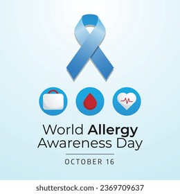 World Allergy Awareness Day vector design template good for celebration usage. blue ribbon vector design. flat design. vector eps 10.
