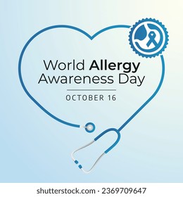 World Allergy Awareness Day vector design template good for celebration usage. blue ribbon vector design. flat design. vector eps 10.