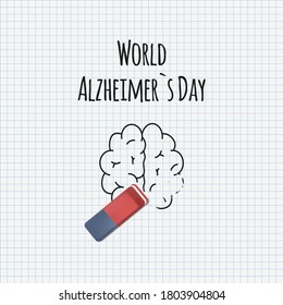 World Alzheimer Day. Brain doodle. Memory loss concept. Mental disease. Vector