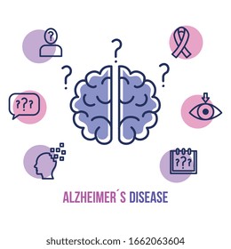 world alzheimer day with brain and icons vector illustration design