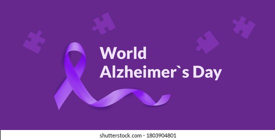 World Alzheimer Day. Violet Purple background. Avareness month. Dementia. Vector