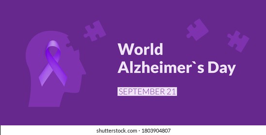 World Alzheimer Day. Violet Purple background. Avareness month. Dementia. Vector