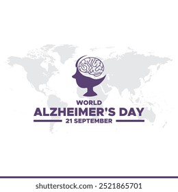 Día Mundial del Alzheimer, 21 de septiembre. anuncios de Anuncio, póster, diseño de post para el Día Mundial del Alzheimer, archivo de Vector, Plantilla editable, ilustración de stock.