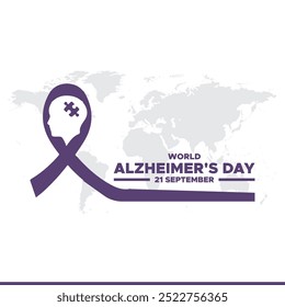 Día Mundial del Alzheimer, 21 de septiembre. anuncios de Anuncio, póster, diseño de post para el Día Mundial del Alzheimer, archivo de Vector, Plantilla editable, ilustración de stock.