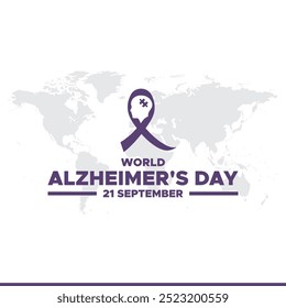 Día Mundial del Alzheimer, 21 de septiembre. anuncios de Anuncio, póster, diseño de post para el Día Mundial del Alzheimer, archivo de Vector, Plantilla editable, ilustración de stock.