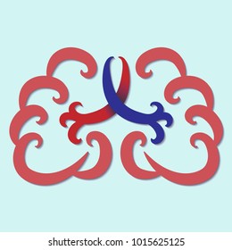 World Alzheimers Day. Abstract brain and ribbon.