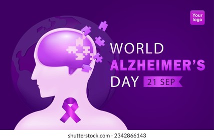 World Alzheimer's Day commemorates a progressive disease, where the symptoms of dementia gradually worsen over several years. 3d illustration of memory loss in the brain