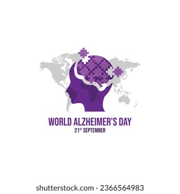 World world alzheimer's day concept. banner template with purple ribbon and text. vector illustration. World Alzheimer's Day banner design Vector