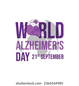 World world alzheimer's day concept. banner template with purple ribbon and text. vector illustration. World Alzheimer's Day banner design Vector