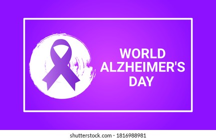 World Alzheimer's Day concept with purple awareness ribbon Colorful vector