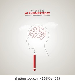 World Alzheimer's Day creative ads design. brain, hand and bulb vector isolated on Template for background.