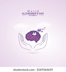 World Alzheimer's Day creative ads design. brain, hand and bulb vector isolated on Template for background.