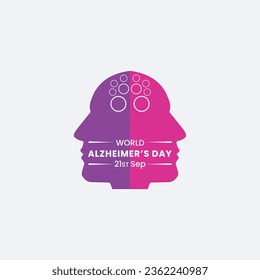 World Alzheimer's Day with head brain profile and shapes symbolizing escaping memories 21st September is the day of disease Alzheimer vector illustration design