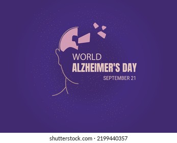 World Alzheimer's Day with head profile and shapes symbolizing escaping memories