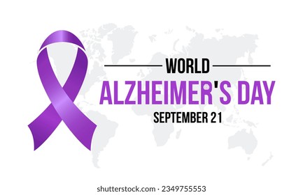 El Día Mundial del Alzheimer resalta la defensa, el apoyo y la investigación de los trastornos de la memoria. Plantilla de banner de ilustración del vector de Sensibilización Global.