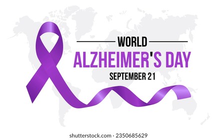 El Día Mundial del Alzheimer resalta la defensa, el apoyo y la investigación de los trastornos de la memoria. Plantilla de banner de ilustración del vector de Sensibilización Global.