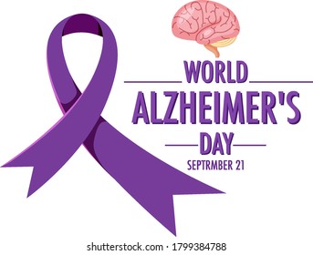 World Alzheimer's Day logo or banner with purple ribbon illustration