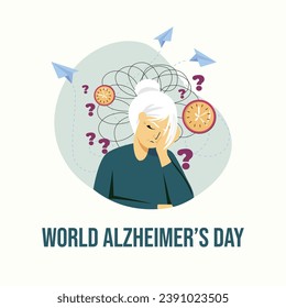 Welt-Alzheimer-Tag, psychische Gesundheit, 21. September, Unterstützung, Gedächtnisstörung, globales Bewusstsein, Symptome von Demenz, Gedächtnisverlust, Konzept, Leid, Demenz, Alzheimer, Krankheit