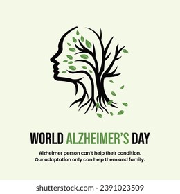 Welt-Alzheimer-Tag, psychische Gesundheit, 21. September, Unterstützung, Gedächtnisstörung, globales Bewusstsein, Symptome von Demenz, Gedächtnisverlust, Konzept, Leid, Demenz, Alzheimer, Krankheit