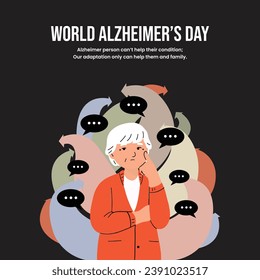 Welt-Alzheimer-Tag, psychische Gesundheit, 21. September, Unterstützung, Gedächtnisstörung, globales Bewusstsein, Symptome von Demenz, Gedächtnisverlust, Konzept, Leid, Demenz, Alzheimer, Krankheit