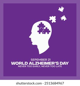 world alzheimer's Day. world alzheimer's month. world alzheimers Day 2024 Creative banner, poster, social media post, background, template, postcard vector