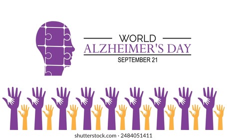 World alzheimer's day is observed every year on September. banner design template Vector illustration background design.