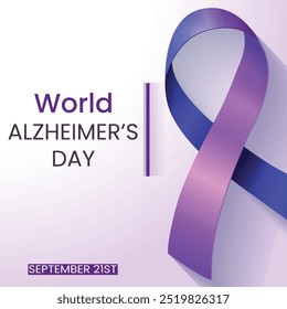 Diseño de cartel del Día Mundial del Alzheimer, cerebro con diseño de Vector de concepto de rompecabezas, fondo blanco, 21 de septiembre