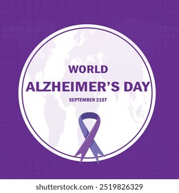 Diseño de cartel del Día Mundial del Alzheimer, cerebro con diseño de Vector de concepto de rompecabezas, fondo blanco, 21 de septiembre