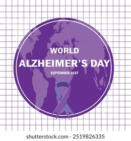 Diseño de cartel del Día Mundial del Alzheimer, cerebro con diseño de Vector de concepto de rompecabezas, fondo blanco, 21 de septiembre