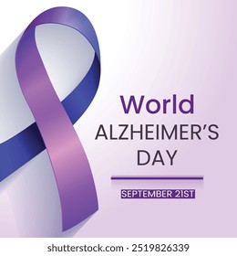 Diseño de cartel del Día Mundial del Alzheimer, cerebro con diseño de Vector de concepto de rompecabezas, fondo blanco, 21 de septiembre