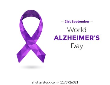 World Alzheimer's Day (September 21) concept with purple awareness ribbon. Colorful vector illustration for web and printing.