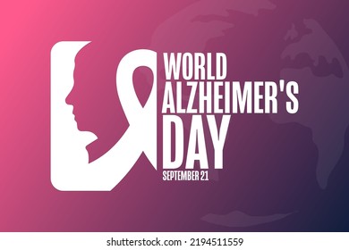 Día Mundial del Alzheimer. 21 de septiembre. Concepto de vacaciones. Plantilla para fondo, banner, tarjeta, afiche con inscripción de texto. Ilustración del vector EPS10