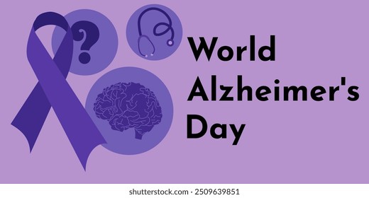 World Alzheimer's Day, Simple horizontal banner vector illustration on the topic of medicine and health