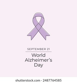 World Alzheimers Day vector design template good for celebration usage. Alzheimer day design. Vector ribbon.  Continuous line drawing. eps 10.