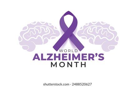 World Alzheimer's Month. Hintergrund, Banner, Karte, Poster, Vorlage. Vektorillustration.