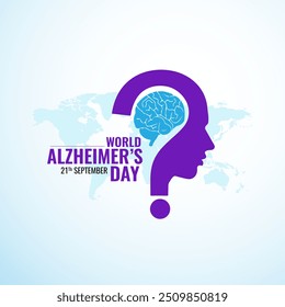 Campaña del Mes Mundial del Alzheimer para la enfermedad de Alzheimer y otras formas de demencia. Ilustración vectorial de diseño de la conciencia del Alzheimer y del cerebro, conciencia del linfoma de Hodgkin. Día Mundial del Lupus