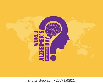 Campaña del Mes Mundial del Alzheimer para la enfermedad de Alzheimer y otras formas de demencia. Ilustración vectorial de diseño de la conciencia del Alzheimer y del cerebro, conciencia del linfoma de Hodgkin. Día Mundial del Lupus