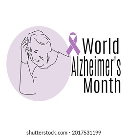 World Alzheimer's Month, concept for banner or post ana medical theme vector illustration