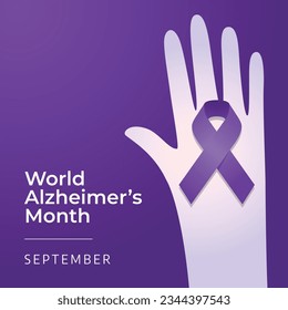 World alzheimer's month design template good for celebration. purple ribbon design illustration. ribbon vector. flat design. eps 10.