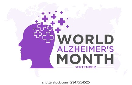 Der Weltalzheimer-Monat wird im September jedes Jahr beobachtet. Der September ist der weltweite Alzheimer-Monat. Vektorvorlage für Banner, Grußkarte, Poster mit Hintergrund. Vektorgrafik.