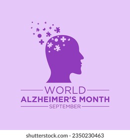 Der Weltalzheimer-Monat wird im September jedes Jahr beobachtet. Der September ist der weltweite Alzheimer-Monat. Vektorvorlage für Banner, Grußkarte, Poster mit Hintergrund. Vektorgrafik.