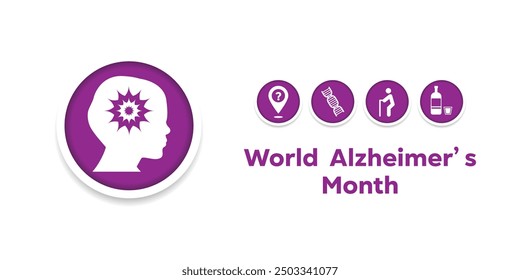 World Alzheimer's Month. Trauma and more. Great for cards, banners, posters, social media and more. White background.