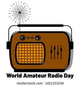 World Amateur radio day. radiating radio waves and writing. Vector illustration