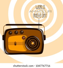 World Amateur Radio Day. Retro radio and radio waves