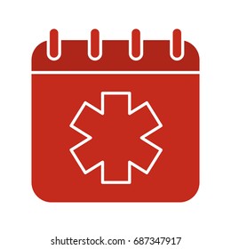 World Ambulance Day glyph color icon. Calendar page with star of life. Silhouette symbol on white background. Negative space. Vector illustration