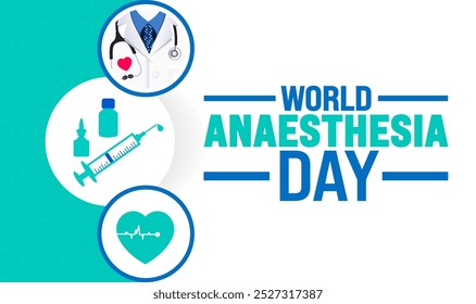 World Anaesthesia Day background or banner design template is observed every year in October. Holiday concept. Template for card, poster, placard, template. eps 10