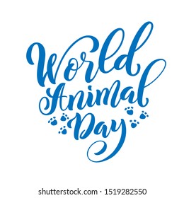 World Animal Day 4 of october. Template for poster with hand drawn lettering. Vector illustration.